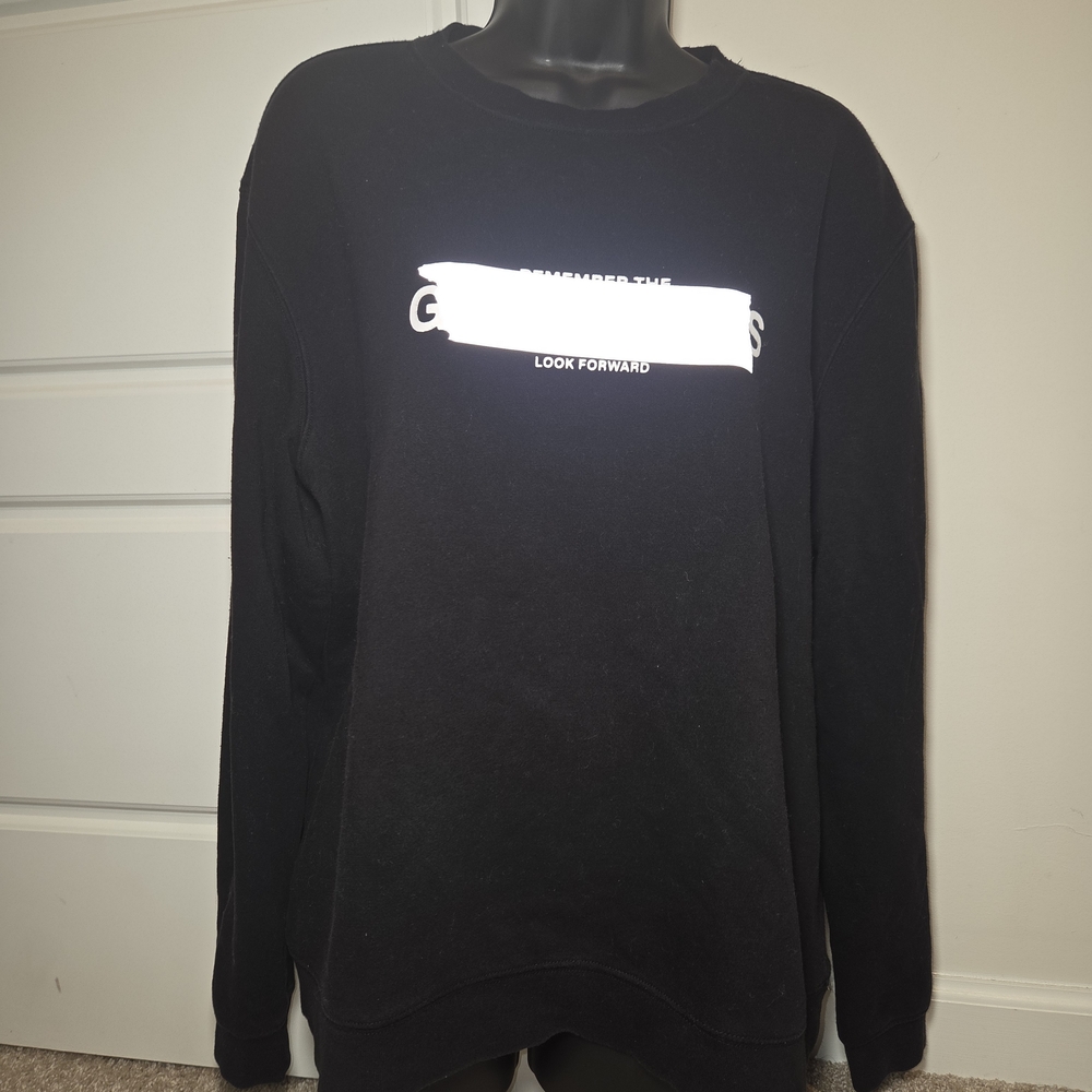 H&M Black Crewneck Sweater with White Chest Print